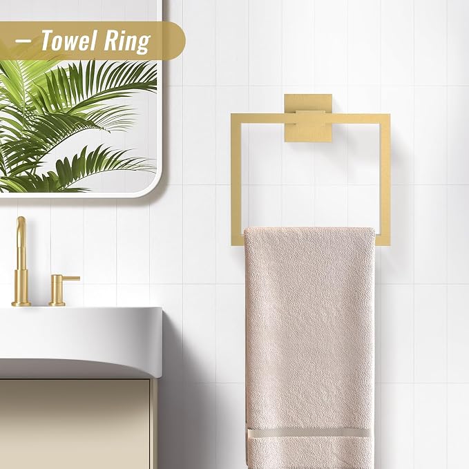 YACVCL Brushed Gold Bathroom Hardware Accessorie Set 23.6 Inch Towel Bar Set - Image 4