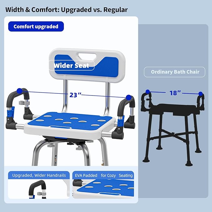 Swive Shower Chair with Arms and Back Heavy Duty 500 lbs - Image 3