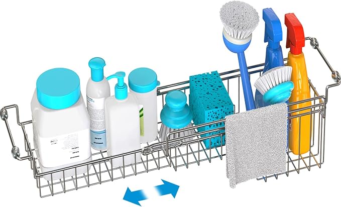 Over The Kitchen Sink Caddy Sponge Holder Organizer Drying Rack Expandable by FavoThings