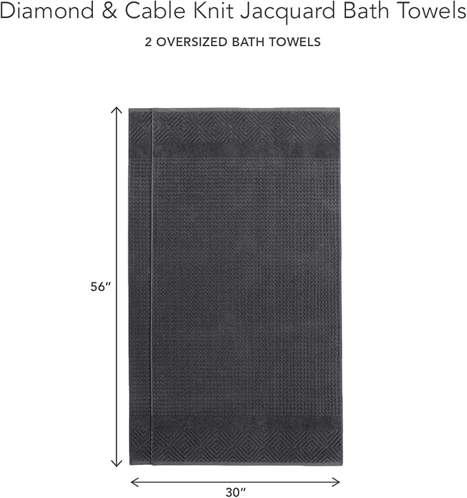 Texere 100% Organic Cotton Diamond Jacquard 700 GSM Luxury Bath Towel Sets - Image 6