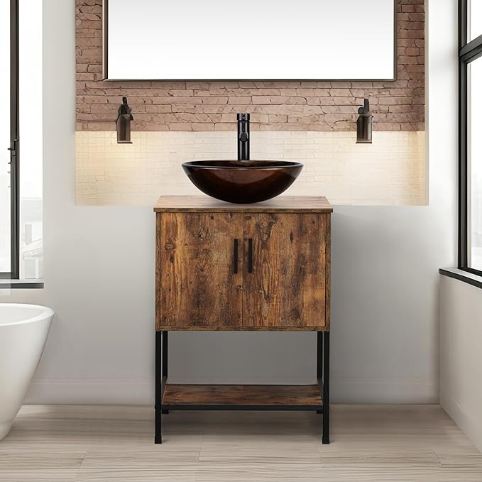 UEV 24" Antique Bathroom Vanity, Dark Brown Bathroom Vanity Set by YourHomeExcellentVendor