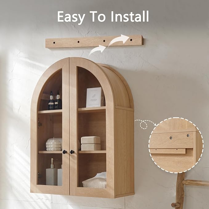 Bathroom Arched Wall Cabinet, 23.5'' Wide Medicine Cabinet, Bathroom Cabinet - Image 6
