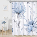 Blue and Grey Boho Watercolor Floral Shower Curtain, Ink Painting Style Blossom by Decorateyourhome