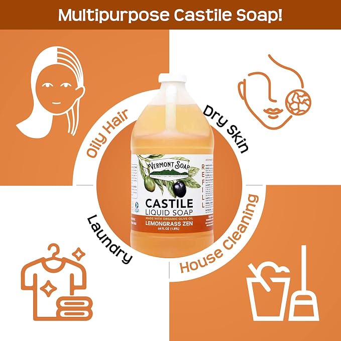 Vermont Castile Lemongrass Zen Soap, Gentle Liquid Soap - Image 4