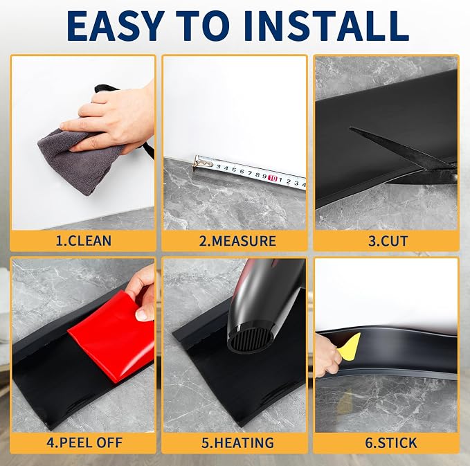 Flexible Baseboard Molding Trim 4 Inch Self-Adhesive Vinyl Wall Base Peel and - Image 6