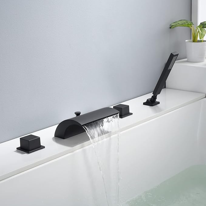 sumerain Black Roman Tub Faucet Waterfall Bathtub Faucet - Image 4