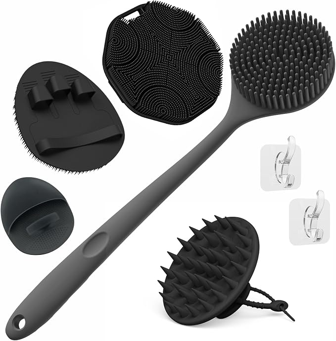 Manmihealth Silicone Back Scrubber & Soft Bath Glove, Silicone Scalp Massager by ManmiHealth