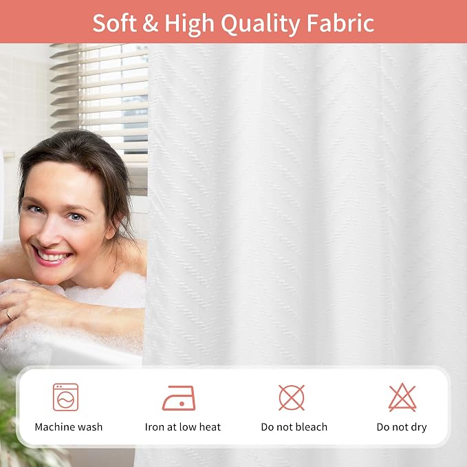 Hookless Shower Curtain with Snap in Liner 71" x 86" Double-Layer Waterproof - Image 5