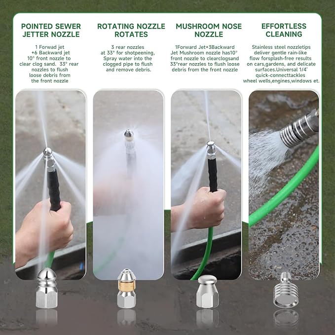 Sewer Jetter Kit for Pressure Washer 200FT – 5800PSI High-Pressure Drain Cleaner - Image 3