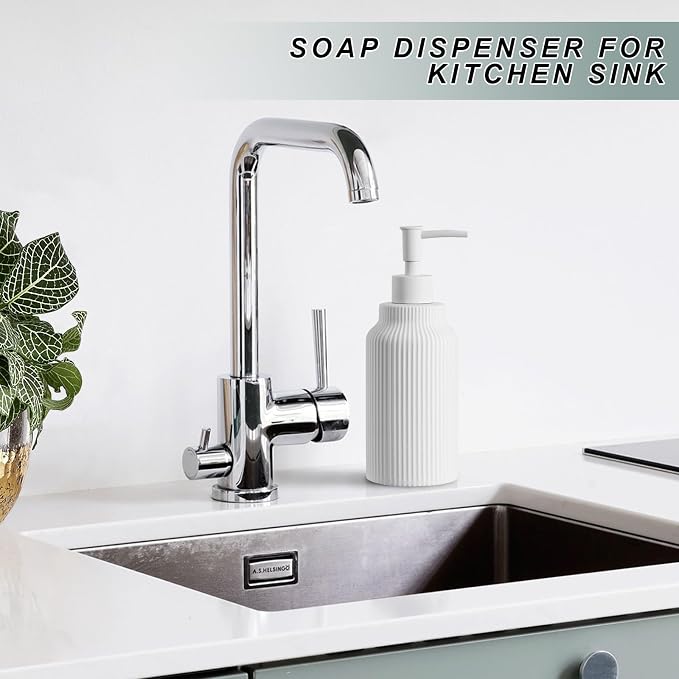 Modern Ceramic Soap Dispenser for Bathroom，14oz Ceramic Soft Touch Hand Lotion - Image 6