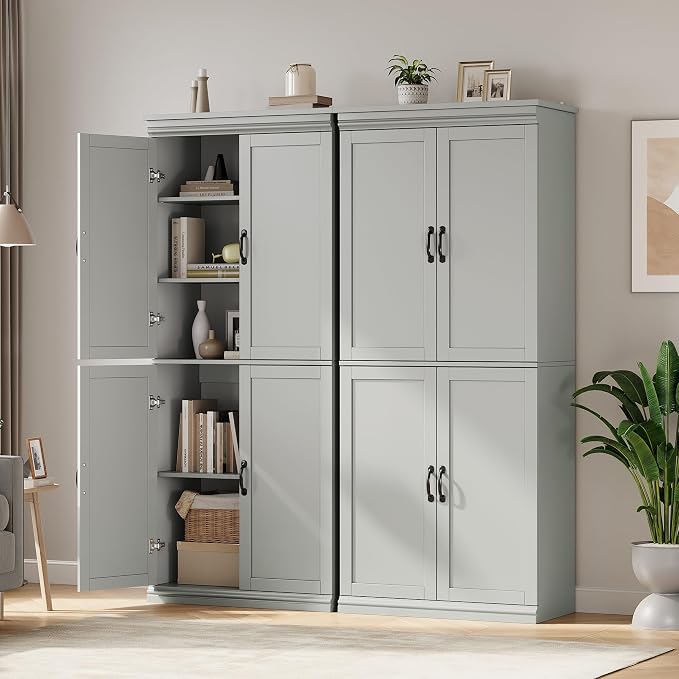 IDEALHOUSE Pantry Cabinet, Freestanding Cupboard, Tall Storage Cabinet - Image 7
