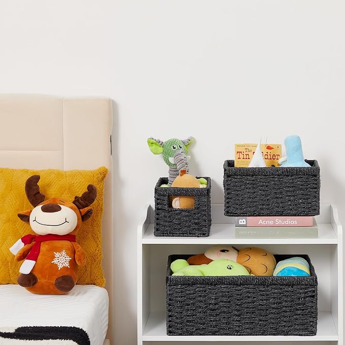 Vagusicc Wicker Storage Basket, Hand-Woven Paper Rope Storage Baskets - Image 8