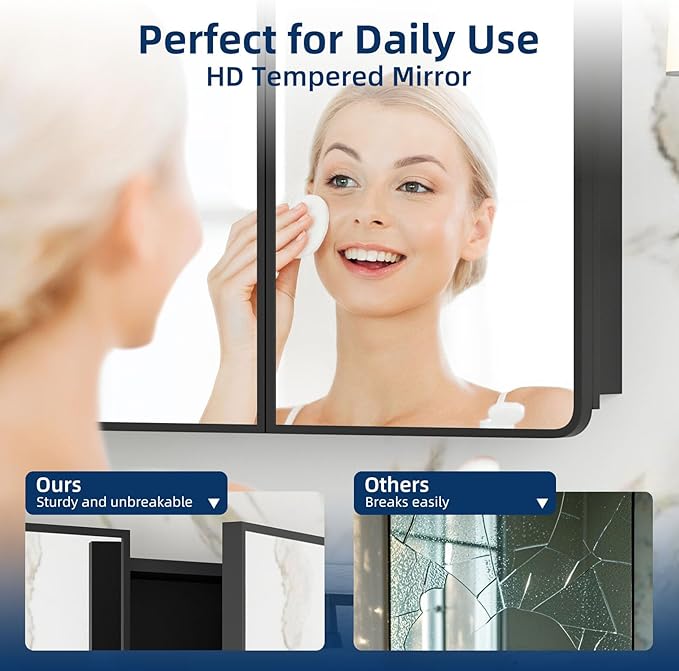 Bathroom Medicine Cabinet with Mirror 24 x 30 Inch, Mirrored Cabinets with - Image 5