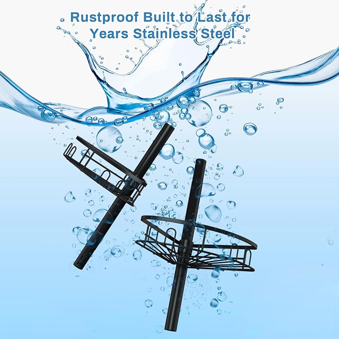 Rustproof Corner Shower Caddy Freestanding Tension Pole, 4 Large Baskets - Image 6