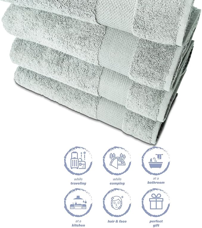 Hencely Premium Bath Towel Set of 4-28x58 Inches - Image 6