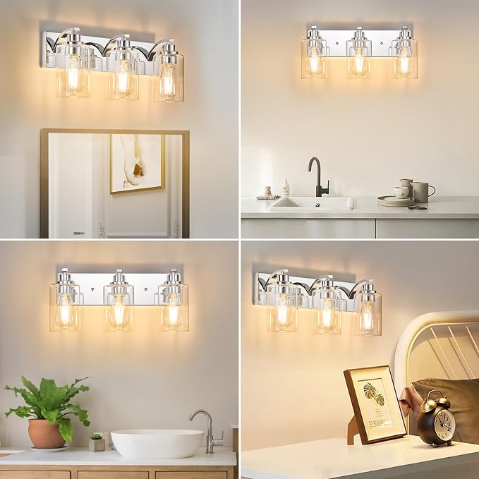 3-Light Bathroom Light Fixtures Modern Chrome Vanity Lights - Image 5