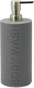Resin Neutral Gray Sandstone Body Wash Engraved Bottle Refillable Pump Dispenser by IndecorHome