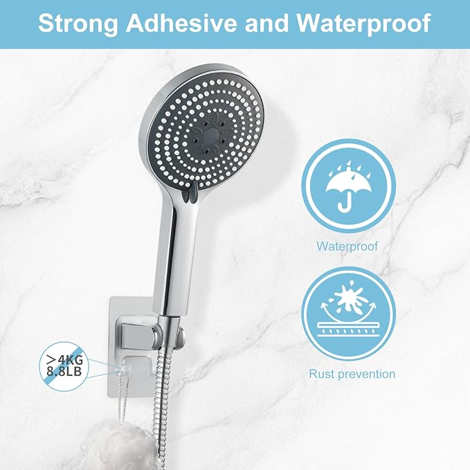 OFFO Shower Head Holder, Strong Adhesive Shower Hooks, 40° Adjustable - Image 2