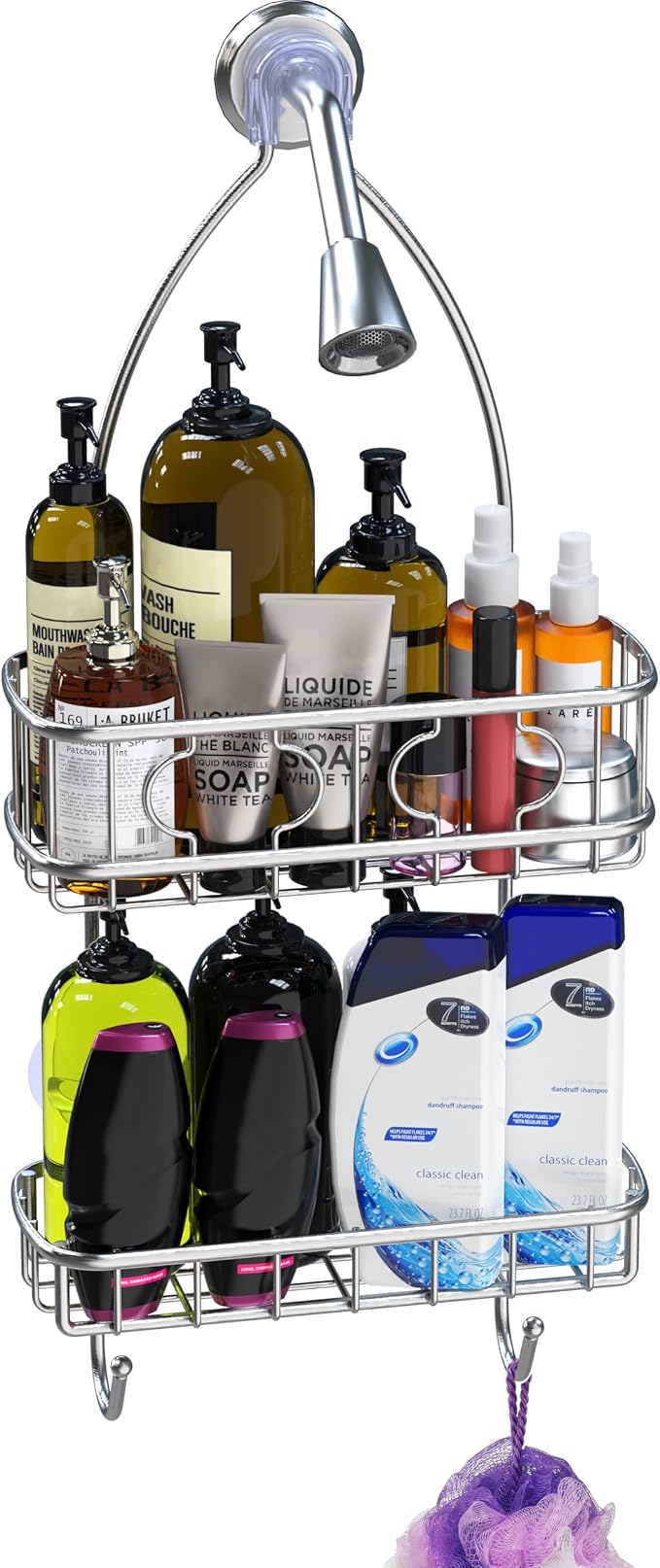 Simple Houseware Stainless Steel Bathroom Hanging Shower Head Caddy Organizer - Image 2