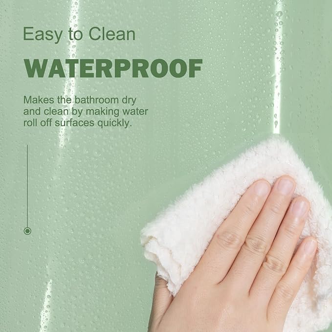 UFRIDAY Sage Green Clear Shower Curtain Liner, 72 x 78 inches, Long Plastic - Image 5