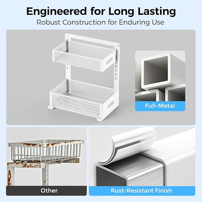 Under Sink Organizer 2 Tier, Adjustable Height Under Sink Organizers and Storage - Image 5