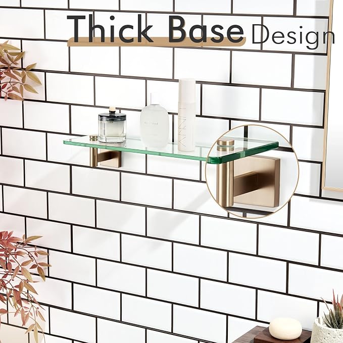 KOKOSIRI Wall Shelves Bathroom Hardware Glass Floating Shelf 16-Inch - Image 7