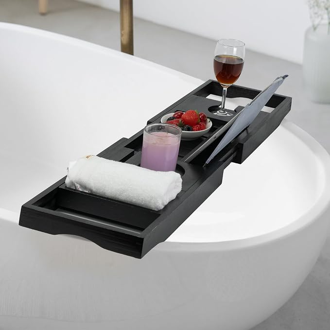 Utoplike Bamboo Bathtub Tray Caddy, Adjustable Bathroom Organizer - Image 8