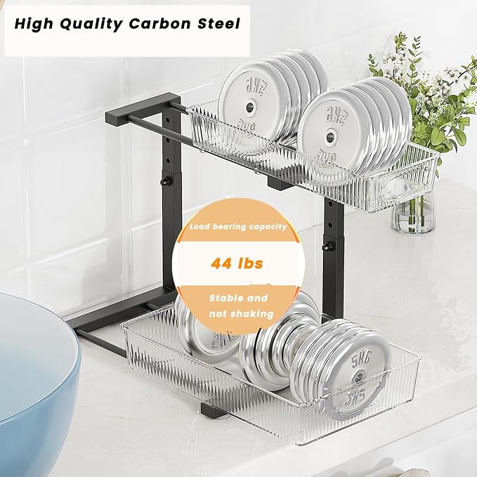 Under Sink Organizer, 2 Tier Pull Out Storage Organizer, Slide Out Storage Shelf - Image 7