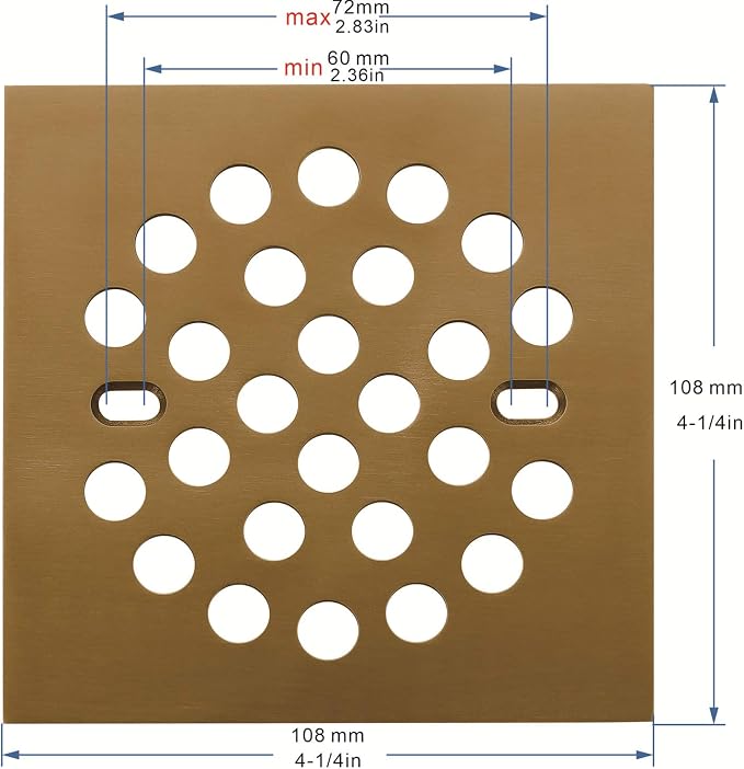 RRAJJ Square Improve 4-1/4 Inch Screw-in Shower Floor Drain Grate Strainer - Image 2