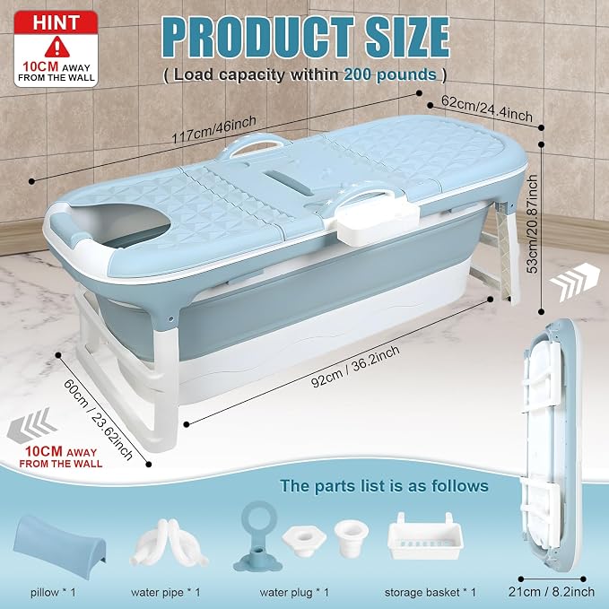 Portable Tub for Adults, Ice Bath Tub, Foldable Bathtub for Adults, Bathtub for - Image 3