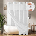No Hooks Shower Curtain with Snap-in Liner, Water Repellent Hotel Quality by PANGSINNEDirect