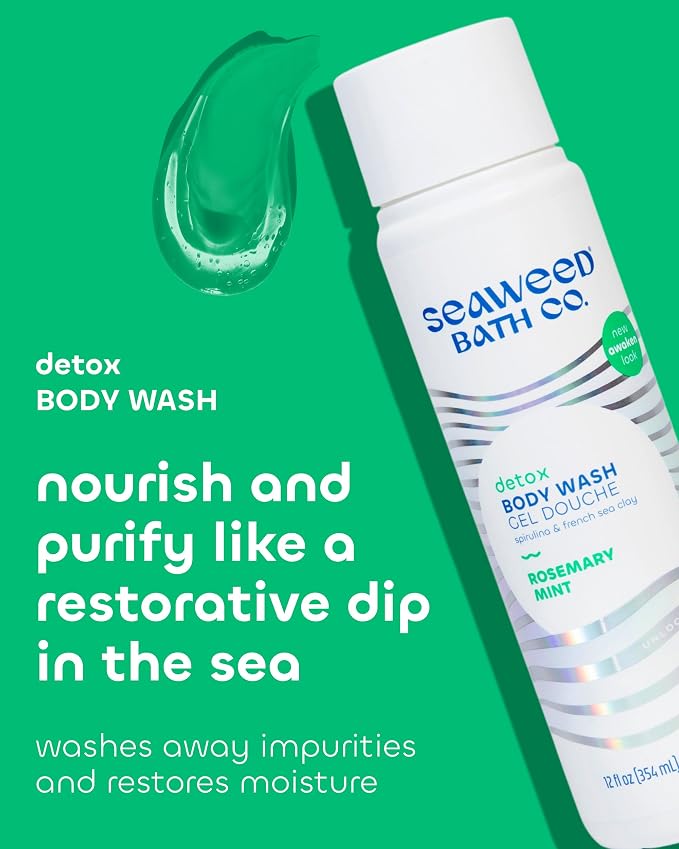 Seaweed Bath Co. Detox Body Wash, Rosemary Mint Scent, 12 Ounce, Shower Gel - Image 2
