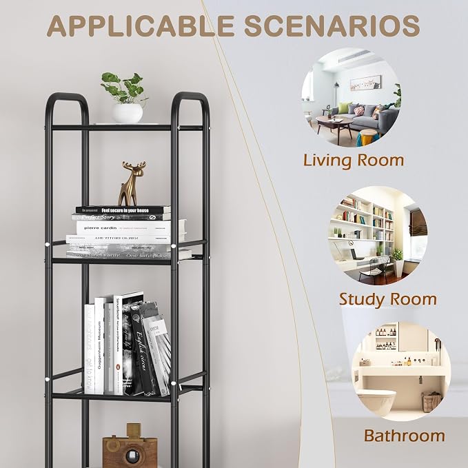 JSB 5 Tier Narrow Bathroom Shelving Unit, Kitchen Storage Rack Organizer Metal - Image 4