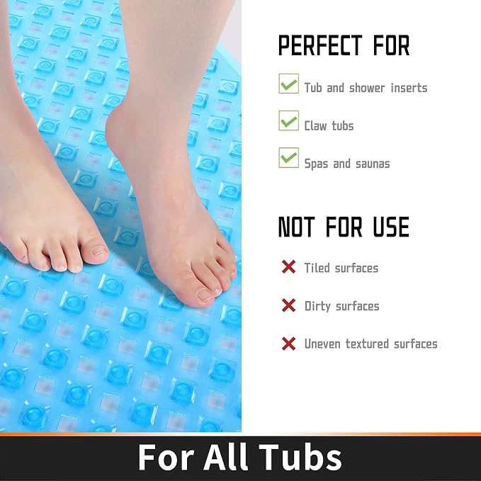Yimobra Non Slip Bath Mat, Super Strong Suction Cups, 34.5"x15.5"Long Tub Mat - Image 4