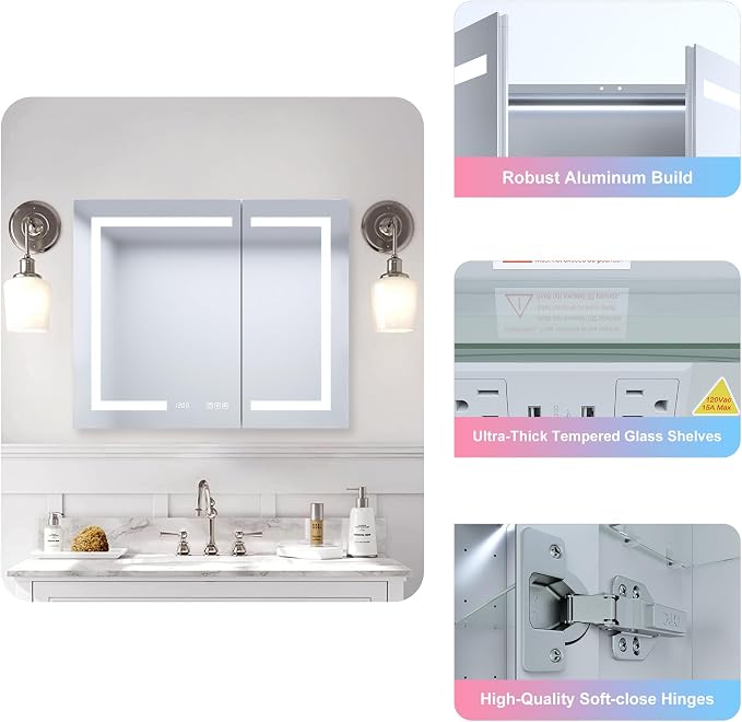36" LED Lighted Medicine Cabinet - Image 4