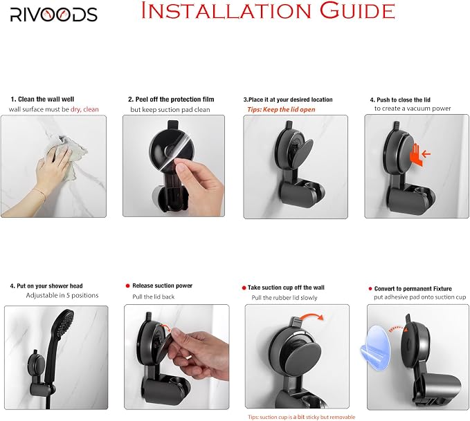 Suction Cup Hand held Shower Head Holder- Reusable - Image 7
