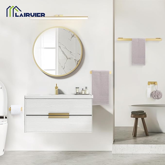 Brushed Gold Bathroom Hardware Set, 4-Piece Bath Towel Bar Set SUS304 Stainless - Image 7