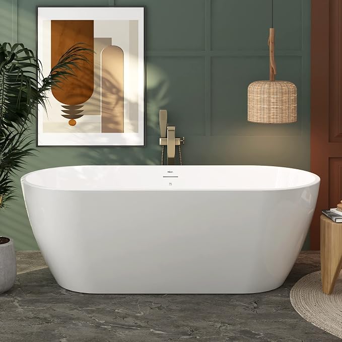 FerdY 67" Bali Elite Acrylic Freestanding Bathtub, Gracefully Shaped by FerdY