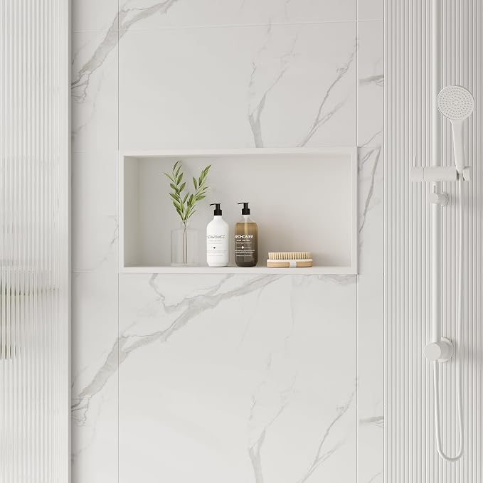Neodrain White Recessed Shower Niche Shelf Bathroom Cabinet in Wall Stainless - Image 2
