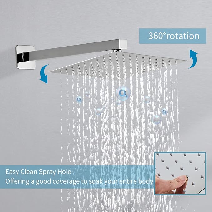 Bathroom Shower System 8 Inch Rain Shower Head and Handheld Wall Mounted - Image 5