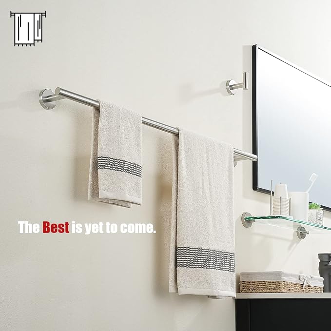 JQK Bath Towel Bar, 33 Inch 304 Stainless Steel Thicken 0.8mm Single Towel Rack - Image 4