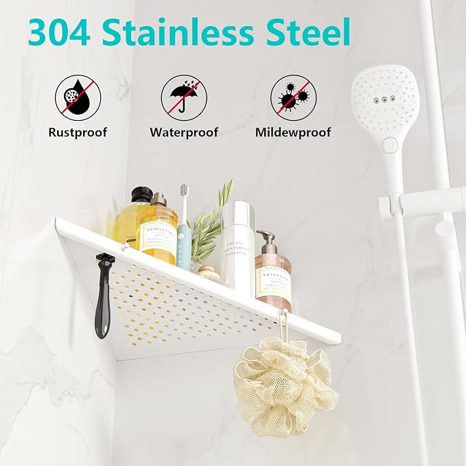 10" Bathroom Corner Shelf, 2 Pack Recessed Shower Shelf Caddy, SUS304 Stainless - Image 2