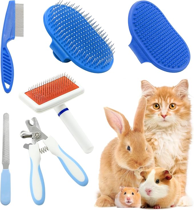 Pet Grooming Kit with Slicker Brush Bath Massage Glove Brush Pet Shedding Comb by Crafterlife