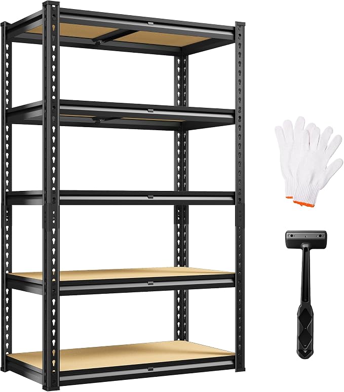 REIBII Storage Shelves 5 Tier Adjustable Garage Shelving Heavy Duty Metal by REIBII
