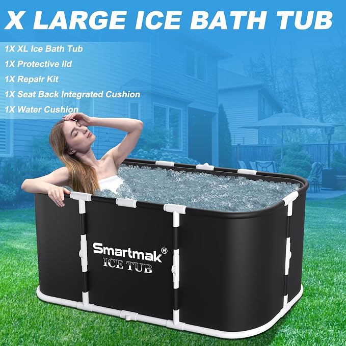 Smartmak Ice Bath Tub with Cover, Portable XL Large Cold Plunge Tub - Image 7