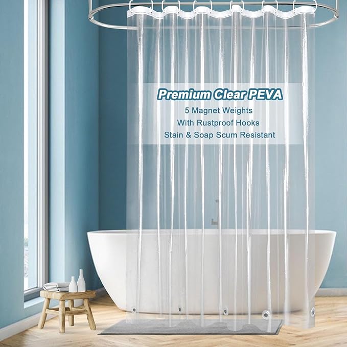 EurCross Heavy Duty Clear Shower Curtain Liner by EurCross
