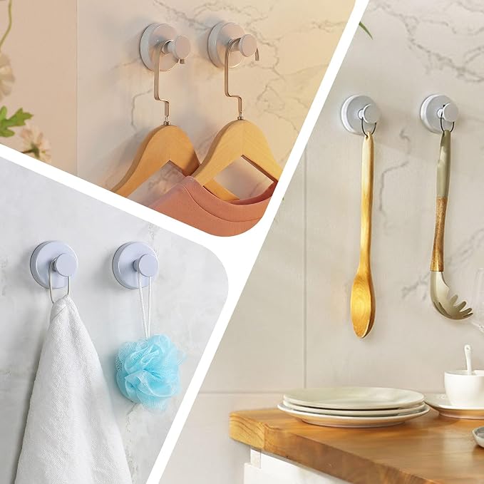 Suction Cup Hooks for Shower, Bathroom Hooks for Towels Stainless Steel Wall - Image 6