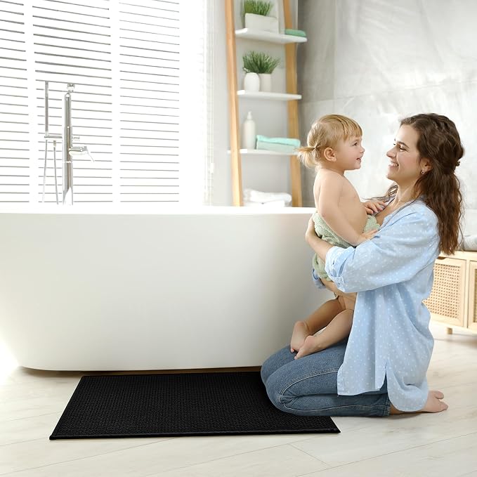 GRANNY SAYS Black Bathroom Rugs, Absorbent Bath Mats 16" x 24", Soft Chenille - Image 5