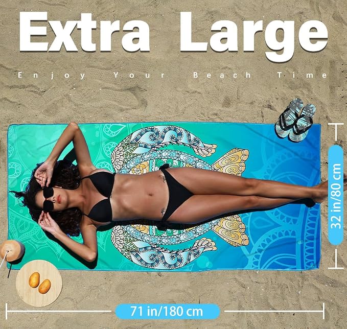 6 Pack Microfiber Lightweight Beach Towel Sand Free Quick Dry Absorbent Thin - Image 3