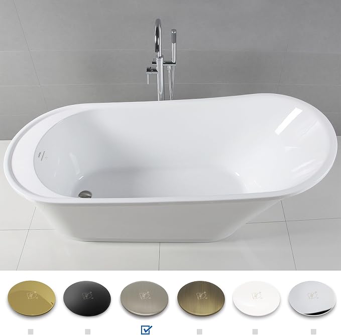 FerdY Langkawi 67" Acrylic Freestanding Bathtub, cUPC Certified, Brushed Nickel - Image 3